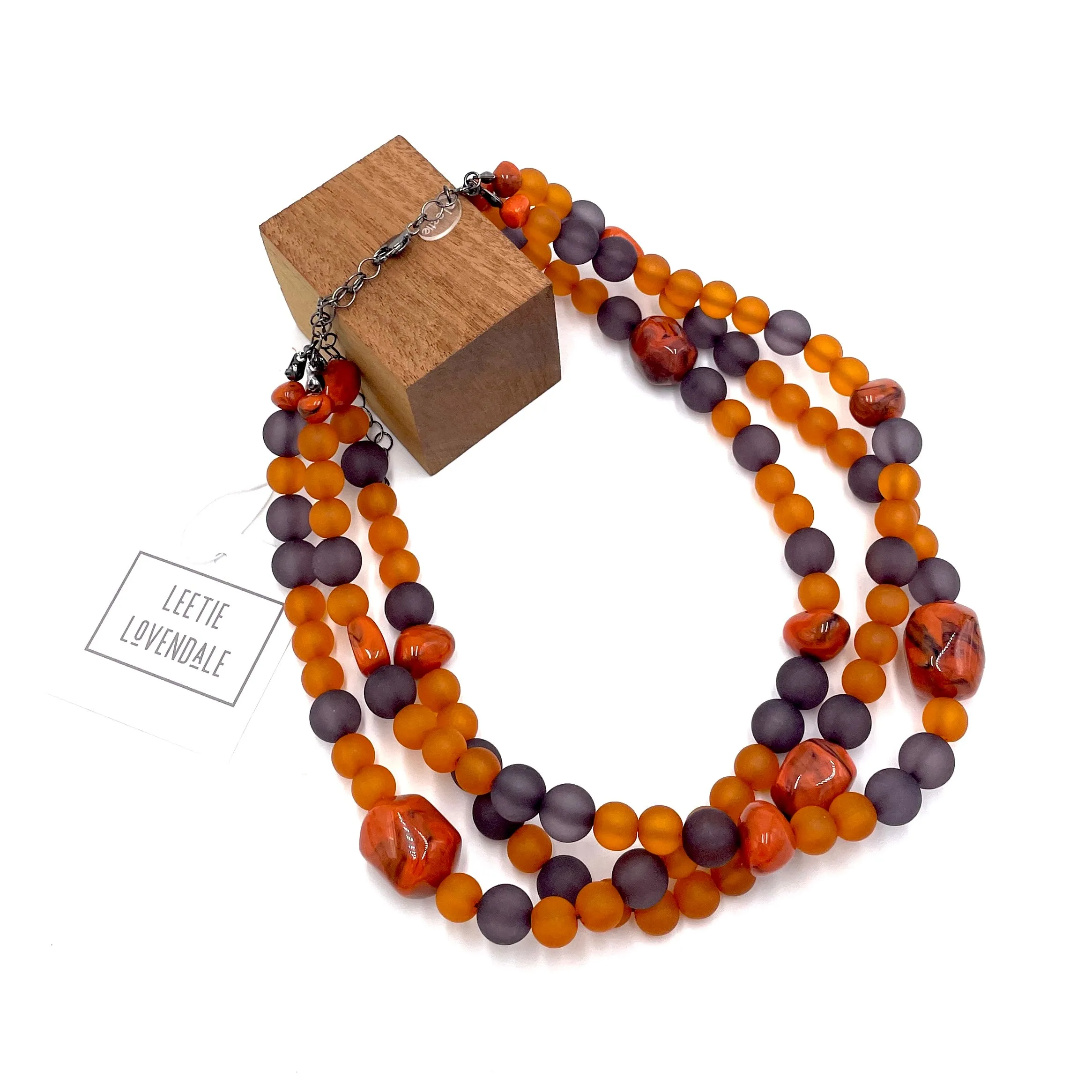 Burnt Orange and Charcoal Morgan Necklace