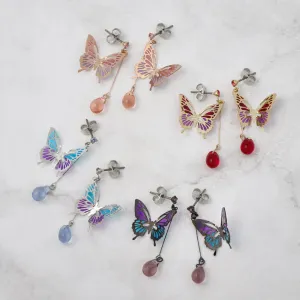 Butterfly and Gem Drop Earrings