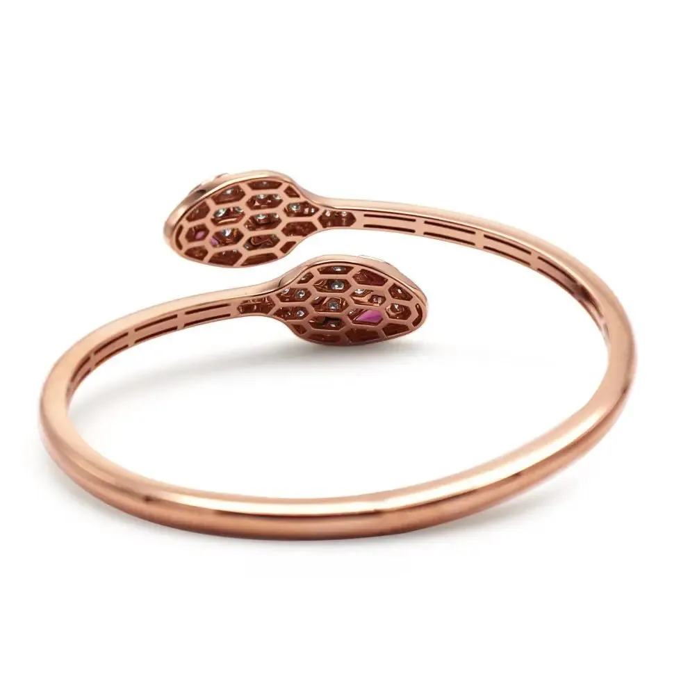 Bvlgari Serpenti Bangle, Rubellite Eyes & Pavé Set Diamonds