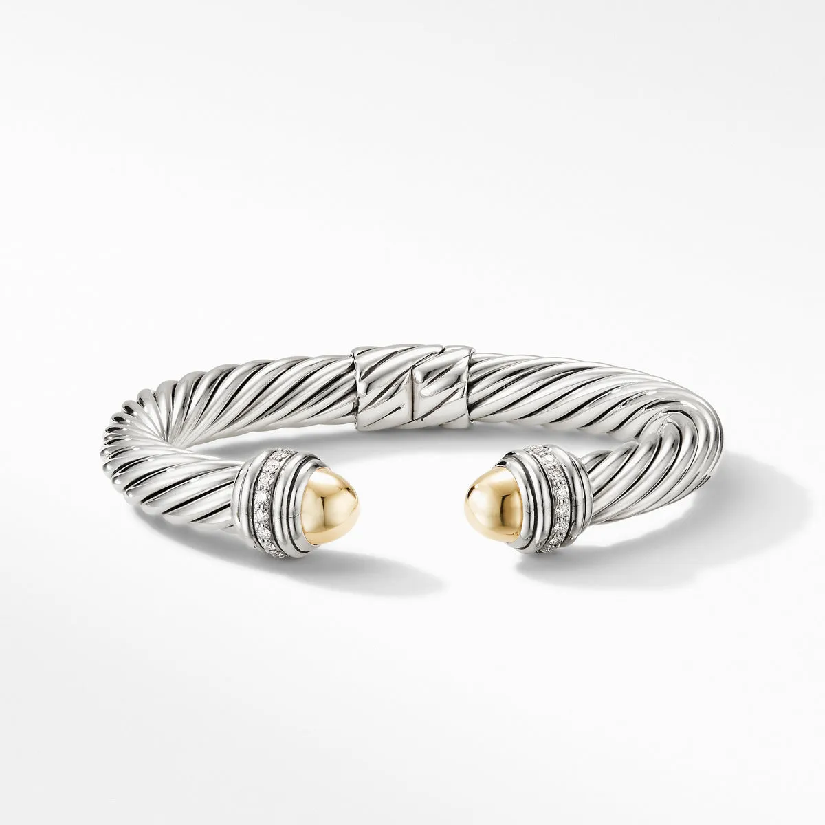 Cable Bracelet with 18K Yellow Gold Domes and Diamonds