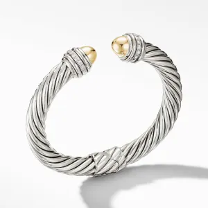 Cable Bracelet with 18K Yellow Gold Domes and Diamonds