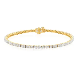 Celebration 9ct Yellow Gold Round Brilliant Cut 3 Carat tw of Lab Grown Diamonds Tennis Bracelet