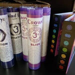 Chakra Scented Pillar Candles- Crown 7"