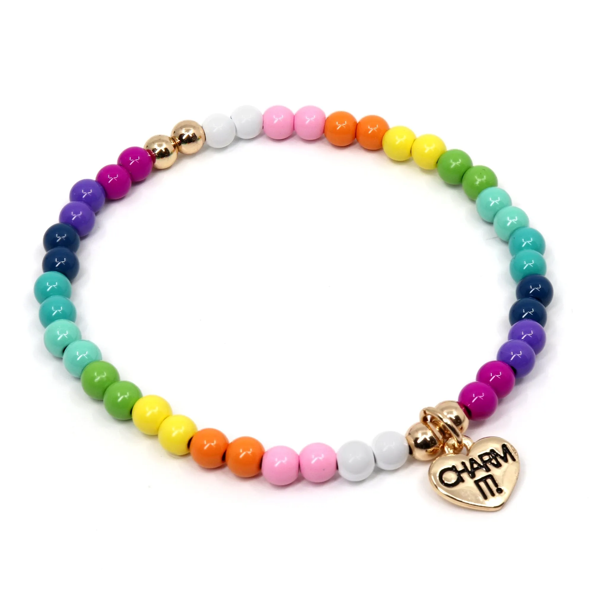 Charm It Bead Stretch Bracelet 4mm Rainbow