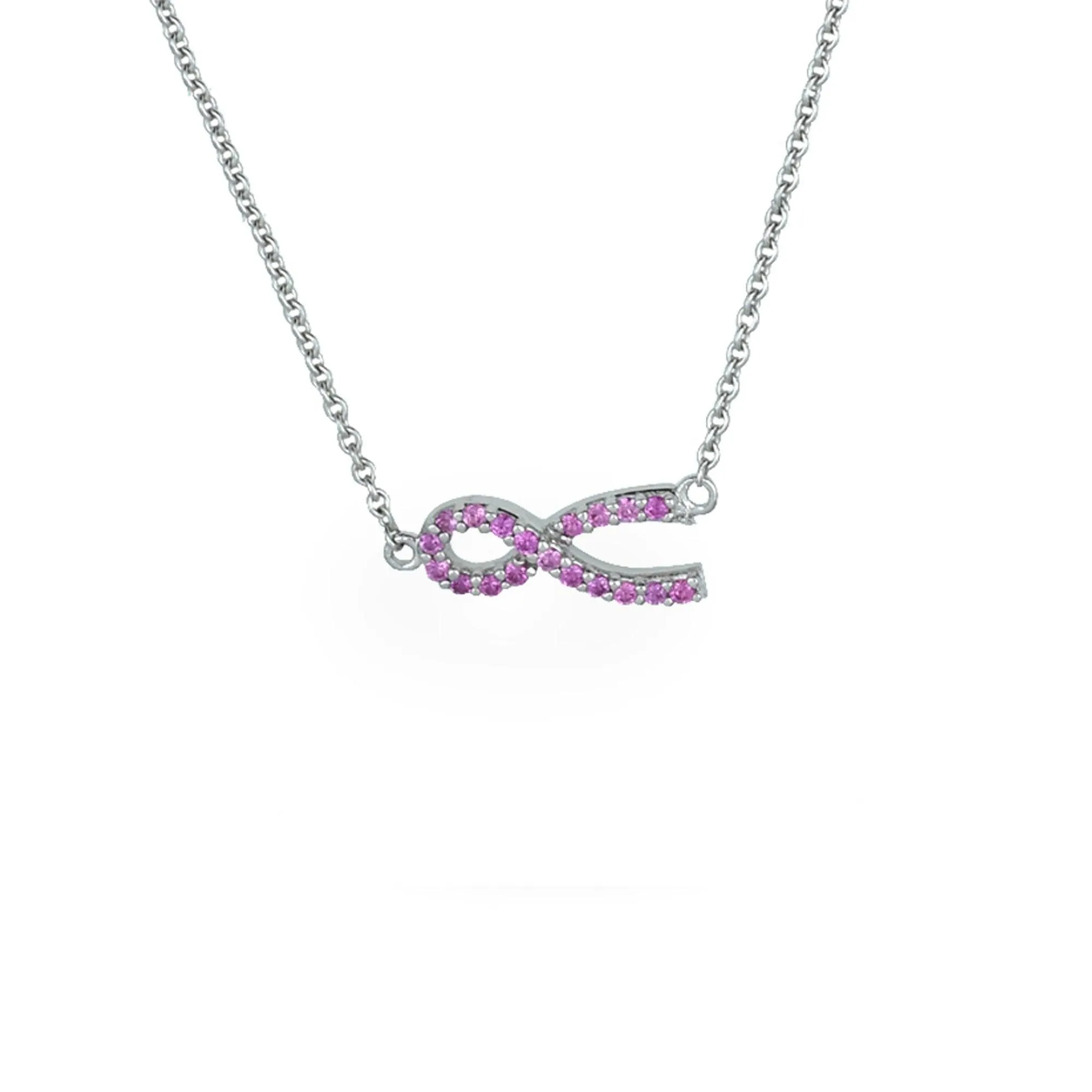 Created Pink Sapphire Necklace in Sterling Silver