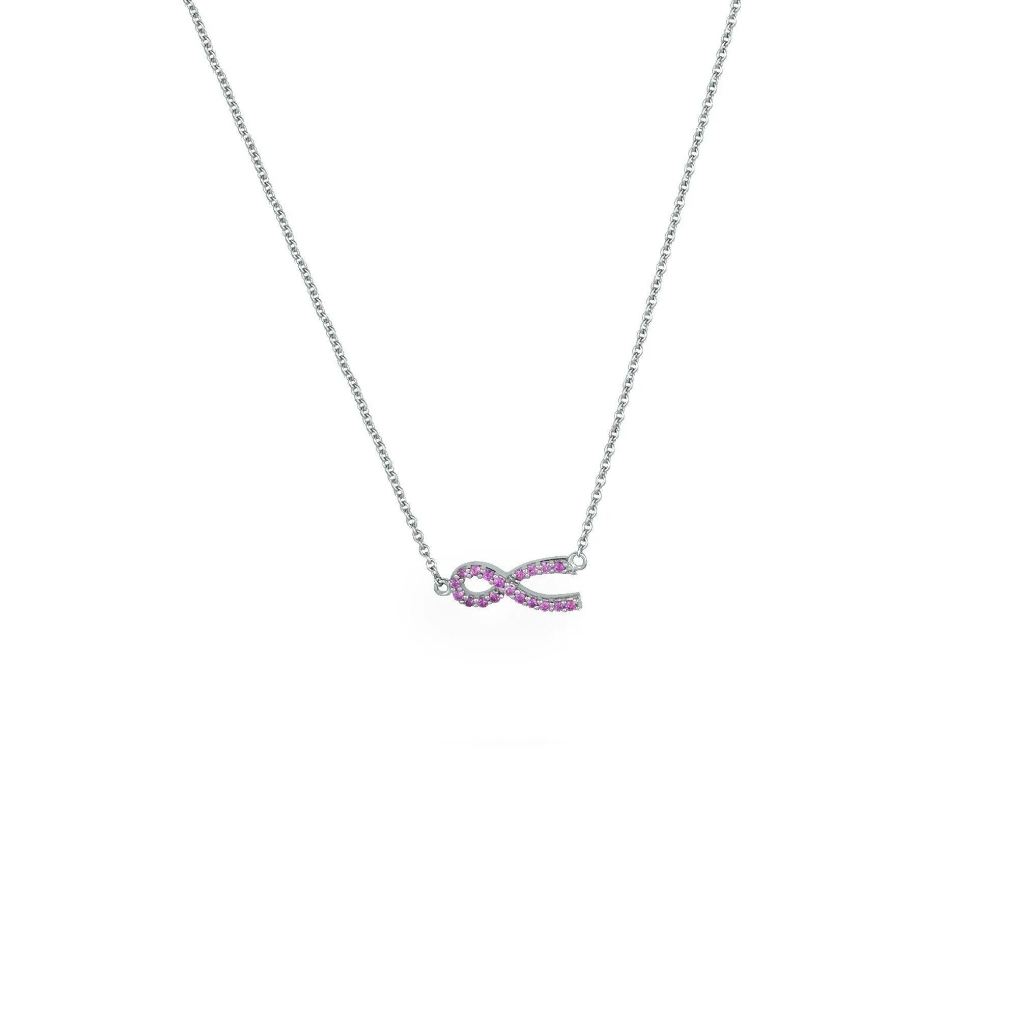 Created Pink Sapphire Necklace in Sterling Silver