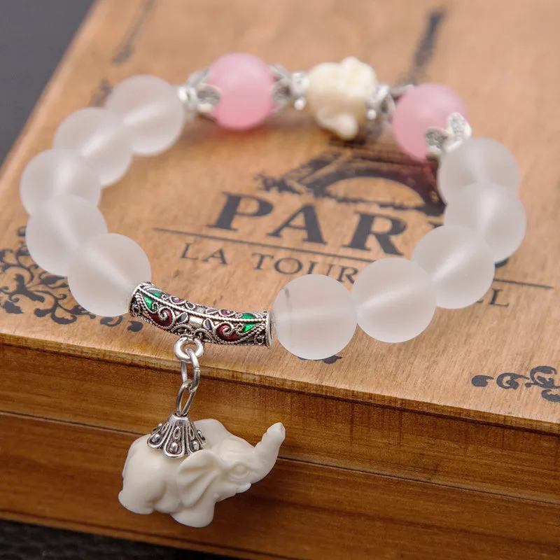 Crystal Elephant Charm bead Cultural Bracelet Jewelry