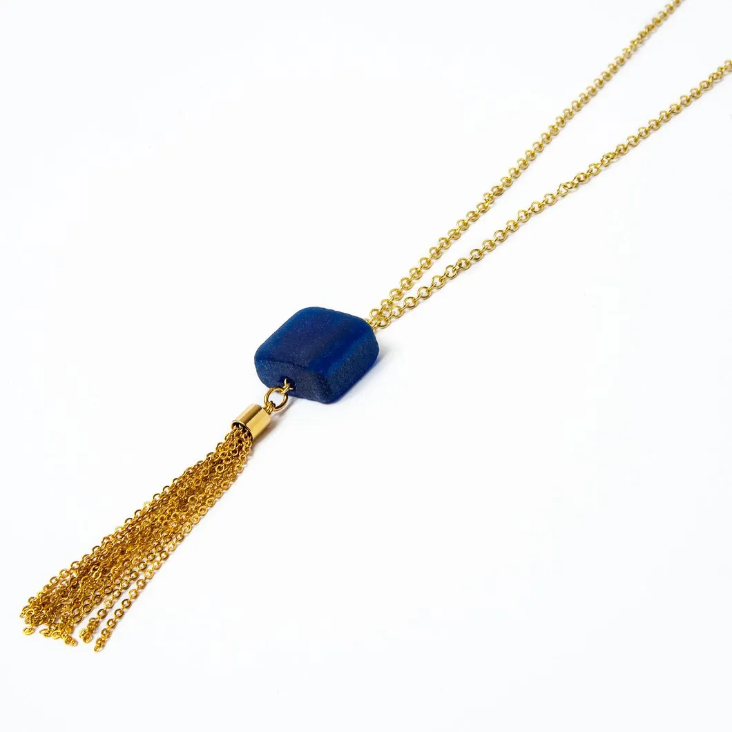 Cube Long Tassel Necklace