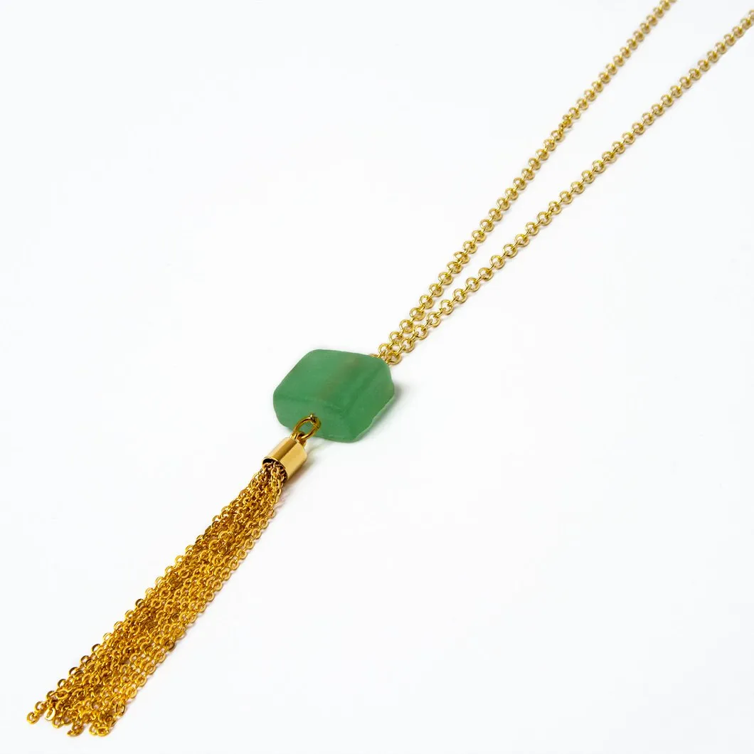 Cube Long Tassel Necklace