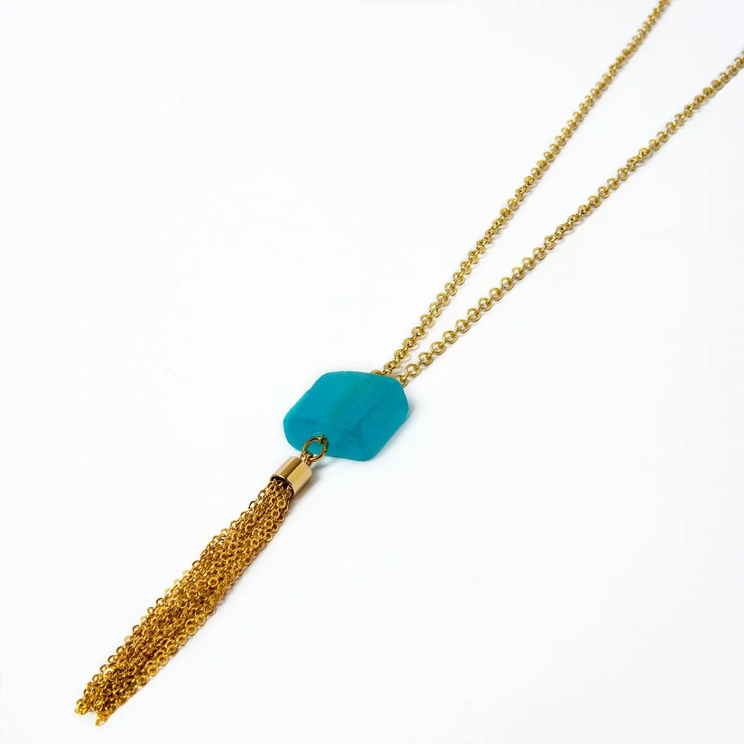 Cube Long Tassel Necklace