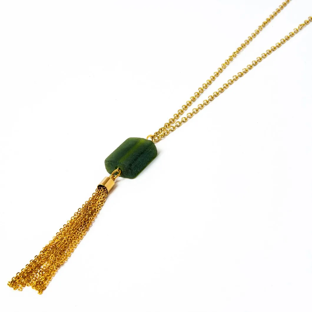 Cube Long Tassel Necklace