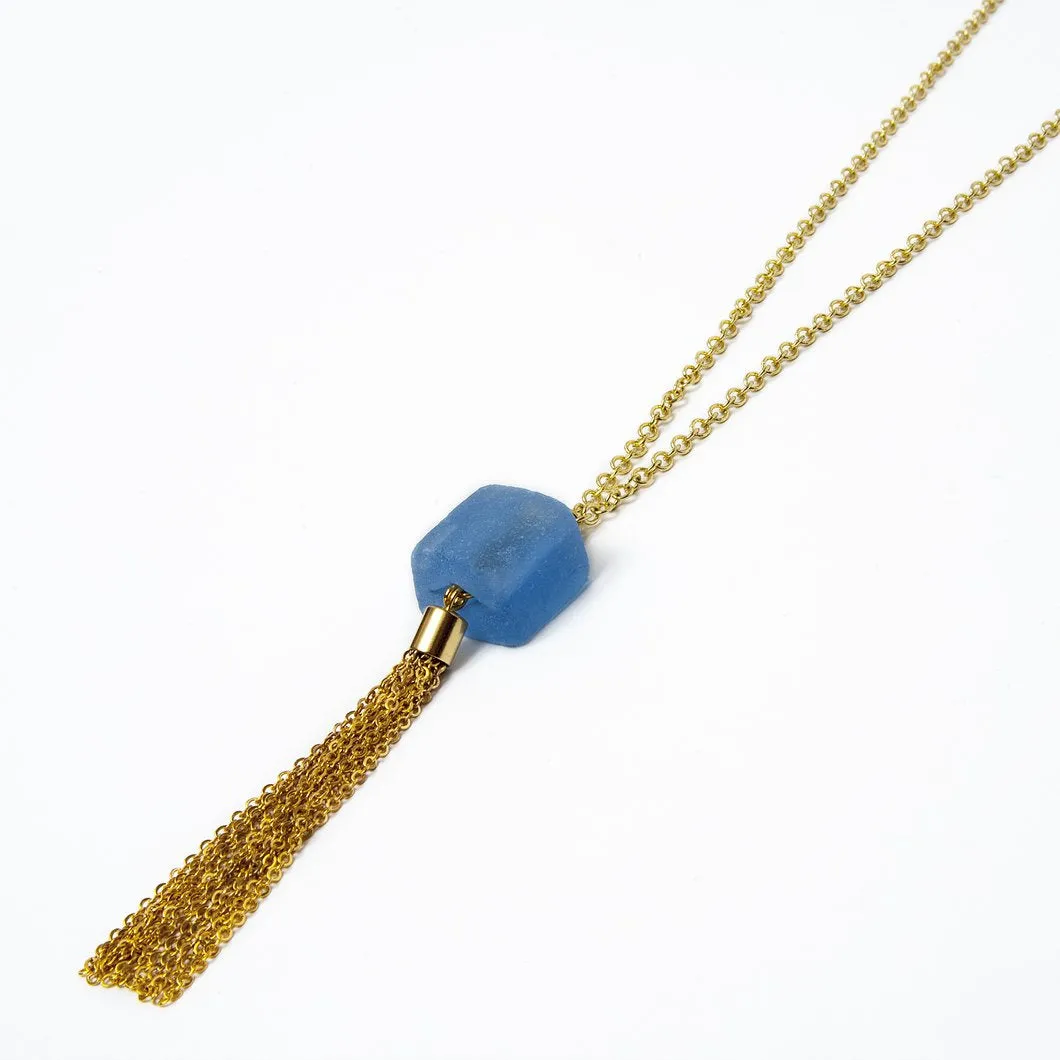 Cube Long Tassel Necklace