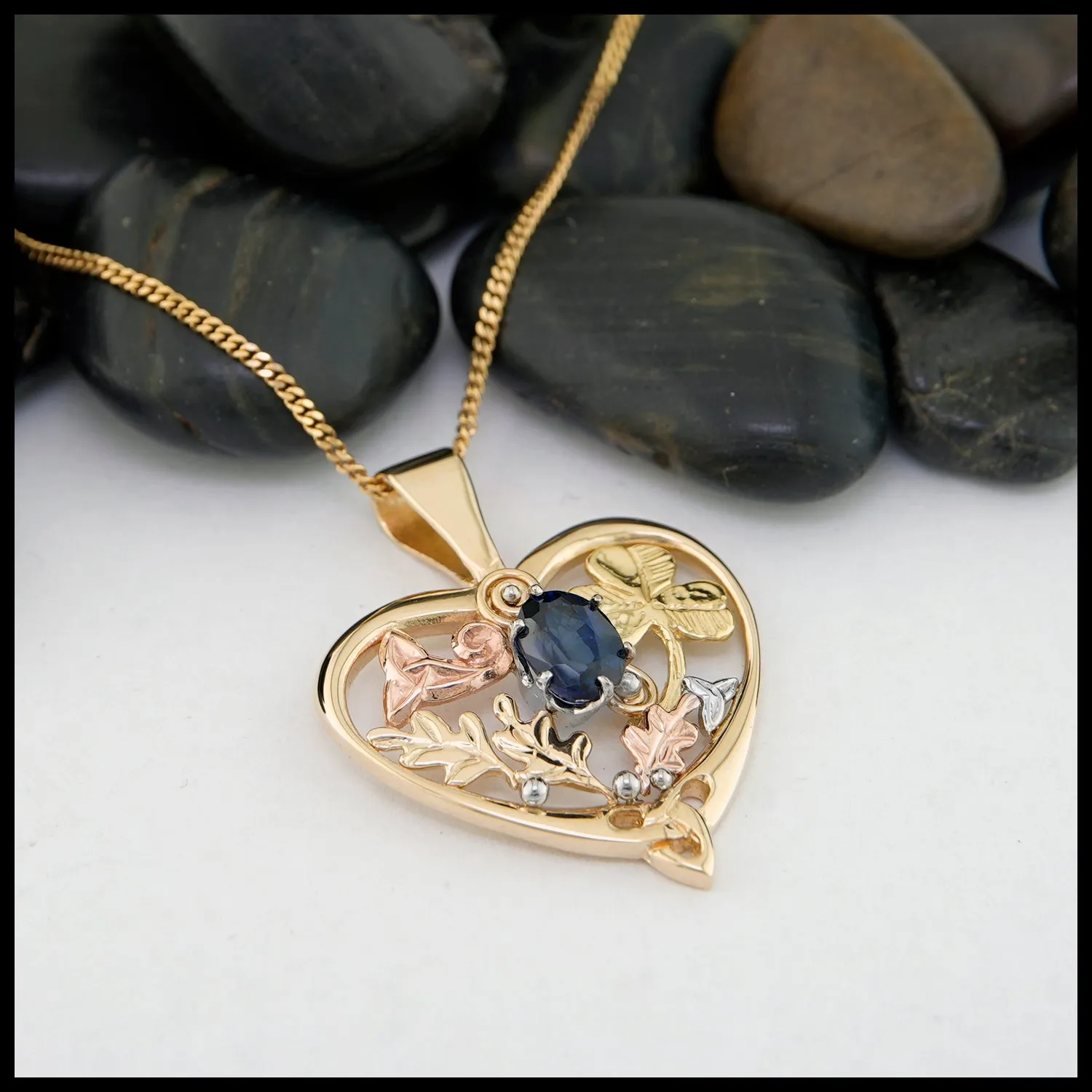 Custom Sapphire Celtic Heart Pendant