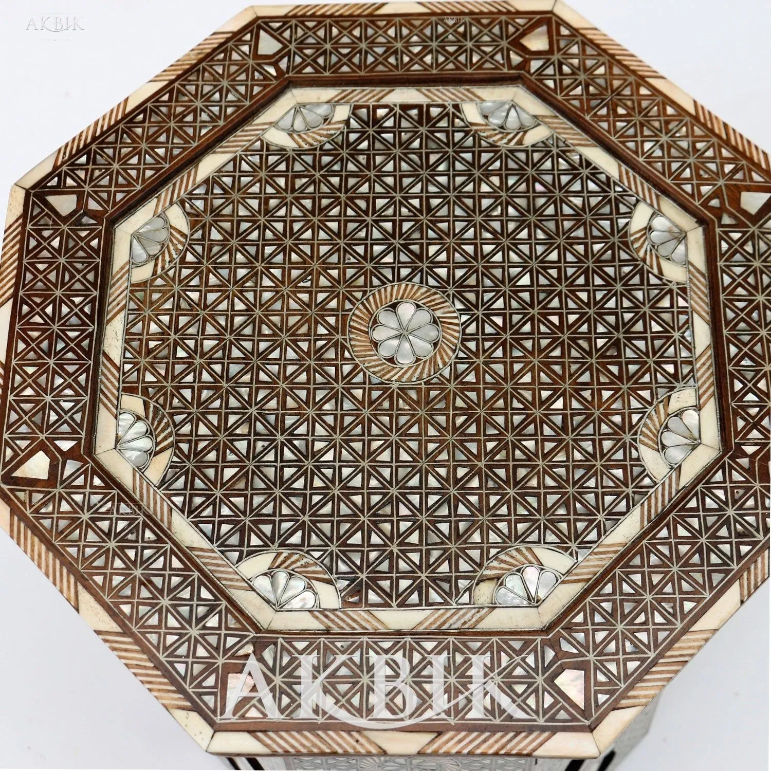 Deep Sky Jewels: Handcrafted Mother of Pearl Inlaid Side Table