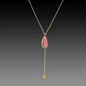 Delicate Pink Sapphire Necklace with Gold drop