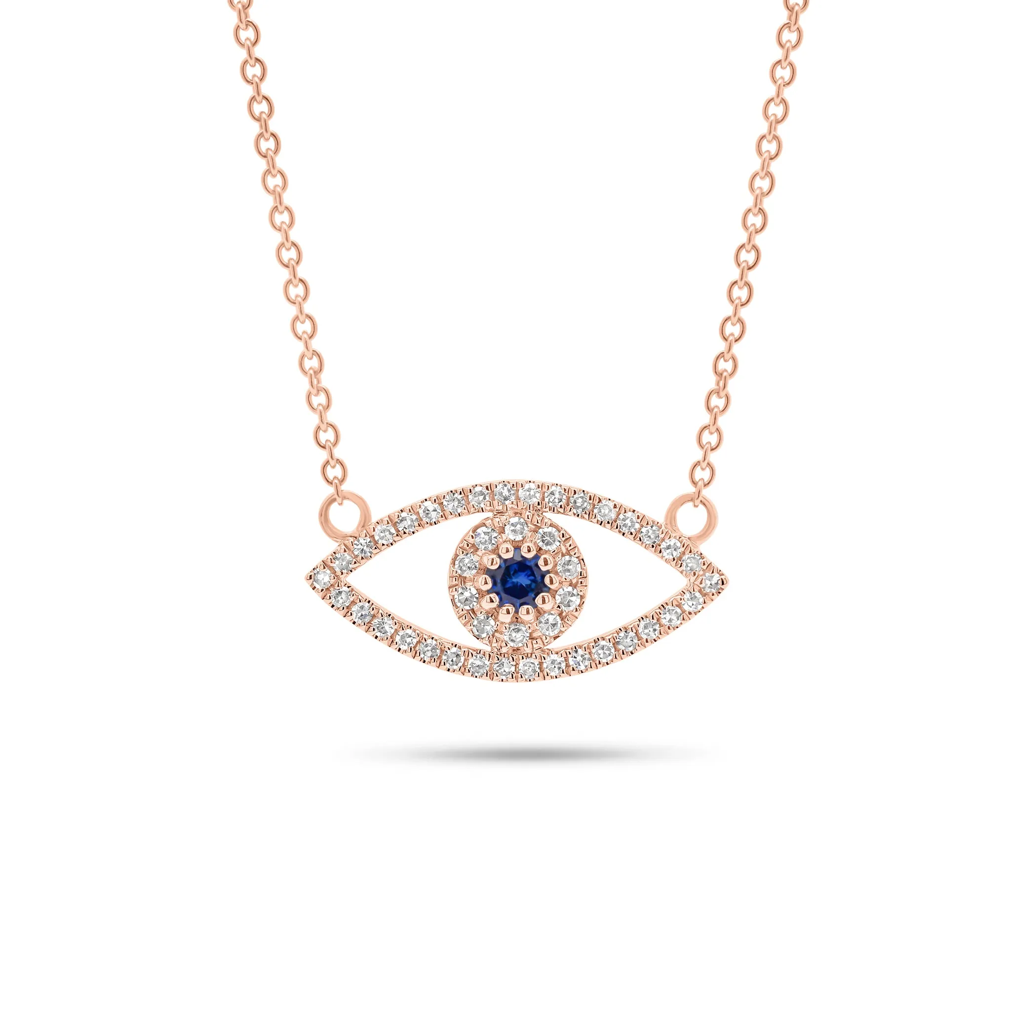 Diamond & Sapphire Evil Eye Pendant Necklace