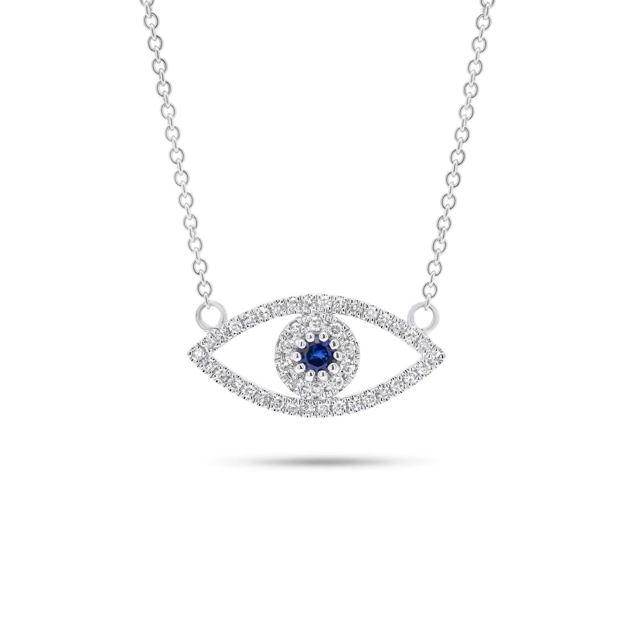 Diamond & Sapphire Evil Eye Pendant Necklace