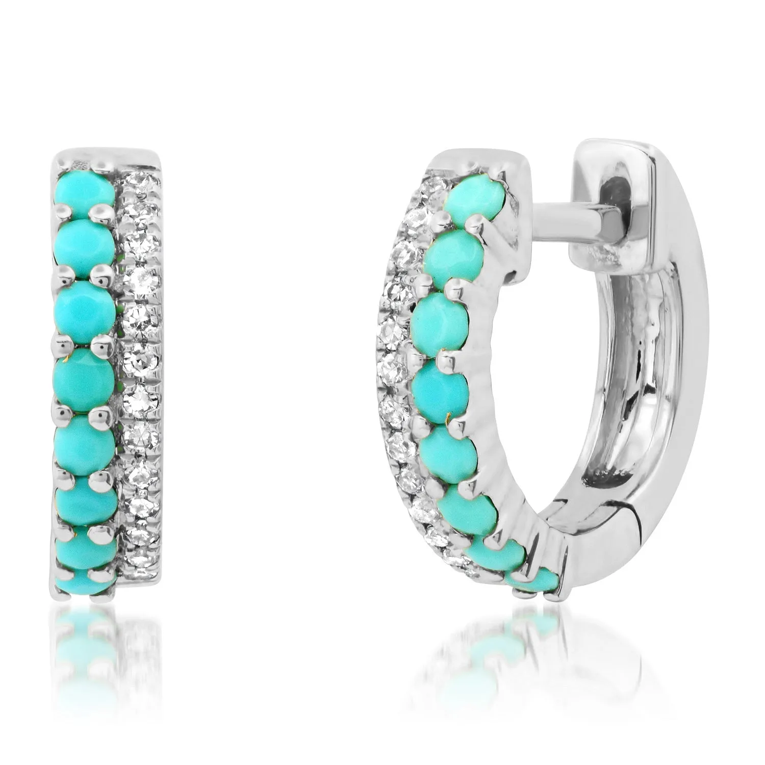 Diamond and Gemstone Huggie Hoop Earrings