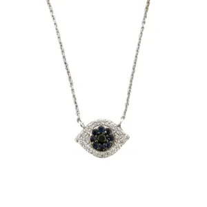 Diamond and Sapphire Evil Eye Necklace