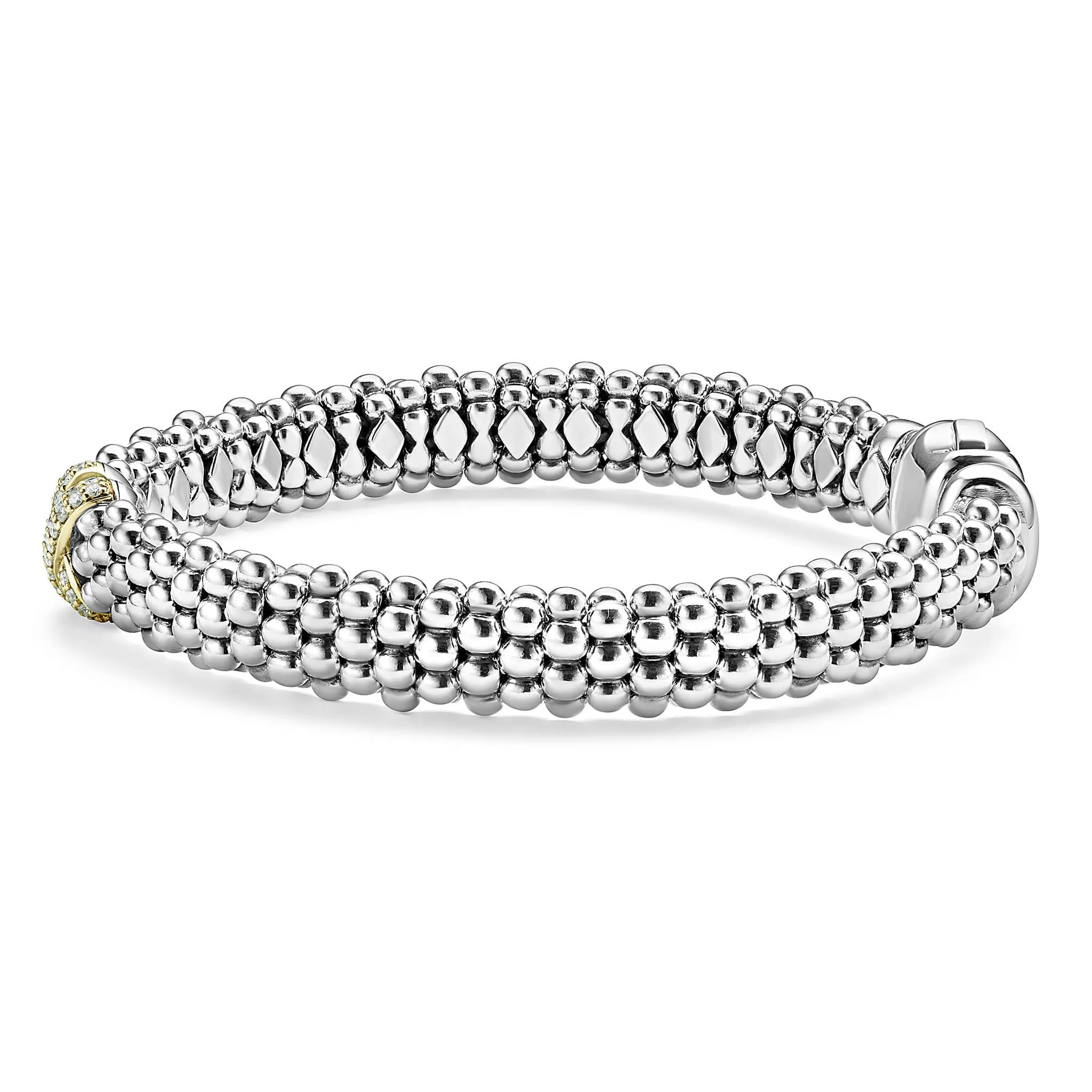 Embrace Two-Tone X Caviar Diamond Bracelet | 9mm