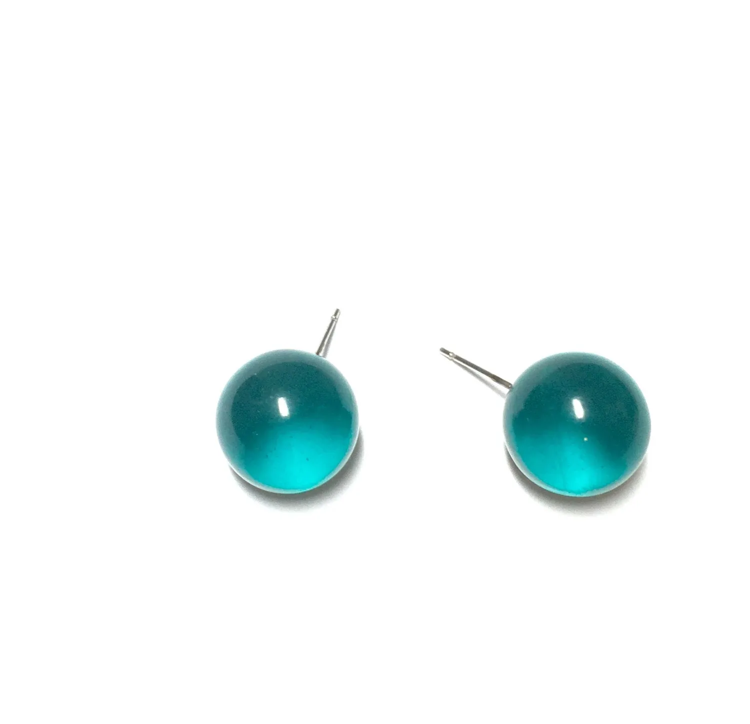 Emerald Green Transparent Ball Stud Earrings