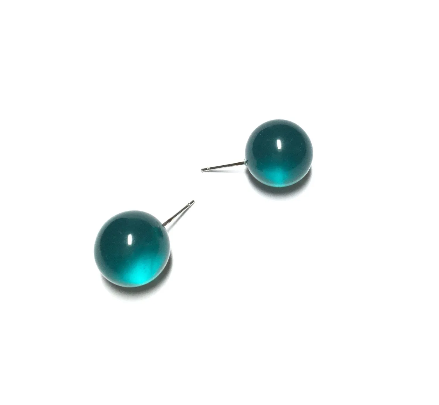 Emerald Green Transparent Ball Stud Earrings