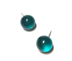 Emerald Green Transparent Ball Stud Earrings