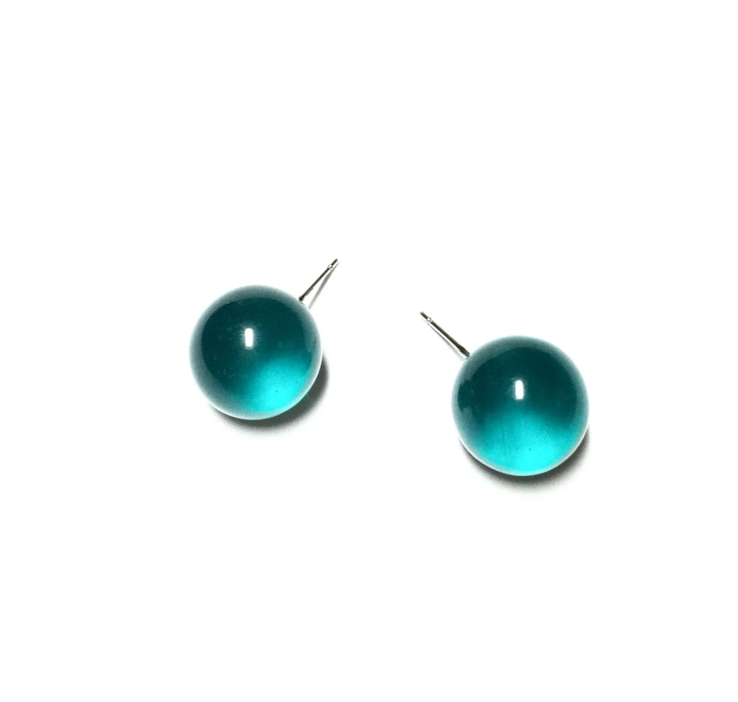 Emerald Green Transparent Ball Stud Earrings