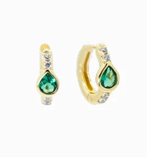 Emerald Teardrop Hoop Earrings