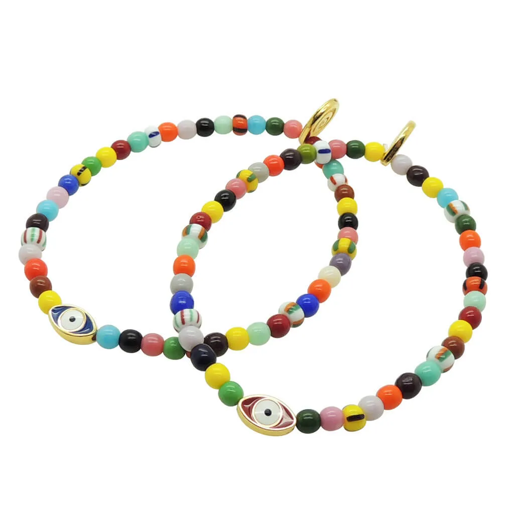 Enamel Evil Eye Amulet Balagan Glass Bead Bracelet