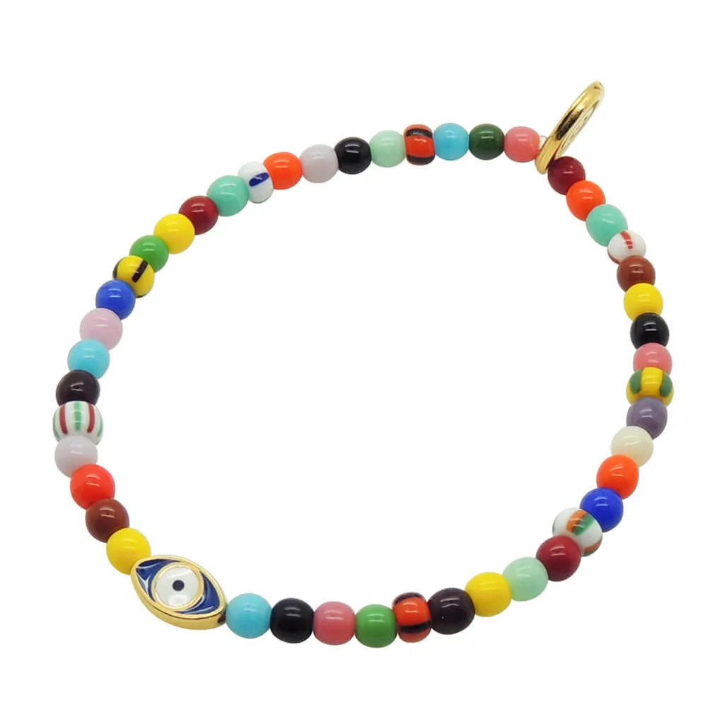 Enamel Evil Eye Amulet Balagan Glass Bead Bracelet