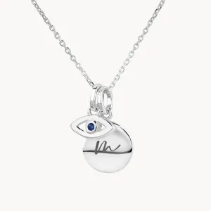 Engravable Evil Eye Necklace in Silver