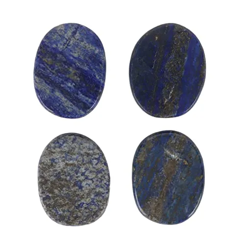 Engraved Palm Stones, Polished Positive Energy Reiki Balancing Stones Portable Round for Meditation (Lapis Lazuli)