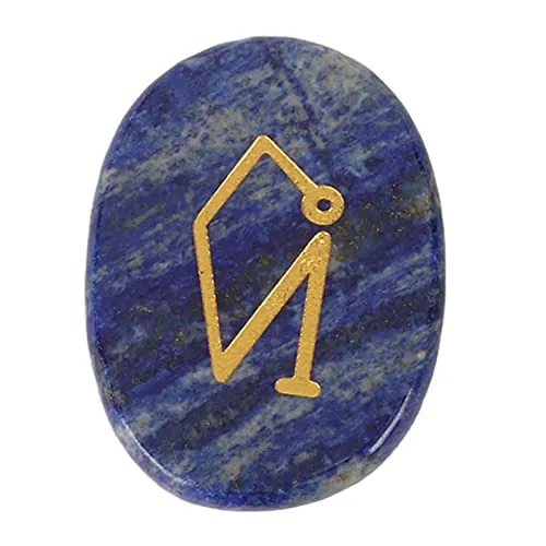 Engraved Palm Stones, Polished Positive Energy Reiki Balancing Stones Portable Round for Meditation (Lapis Lazuli)