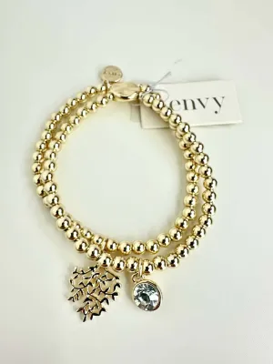 Envy Double Beaded Stacking Bracelet - Gold