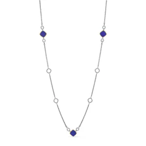 Eternity Long Station Necklace with Lapis and 18K Gold