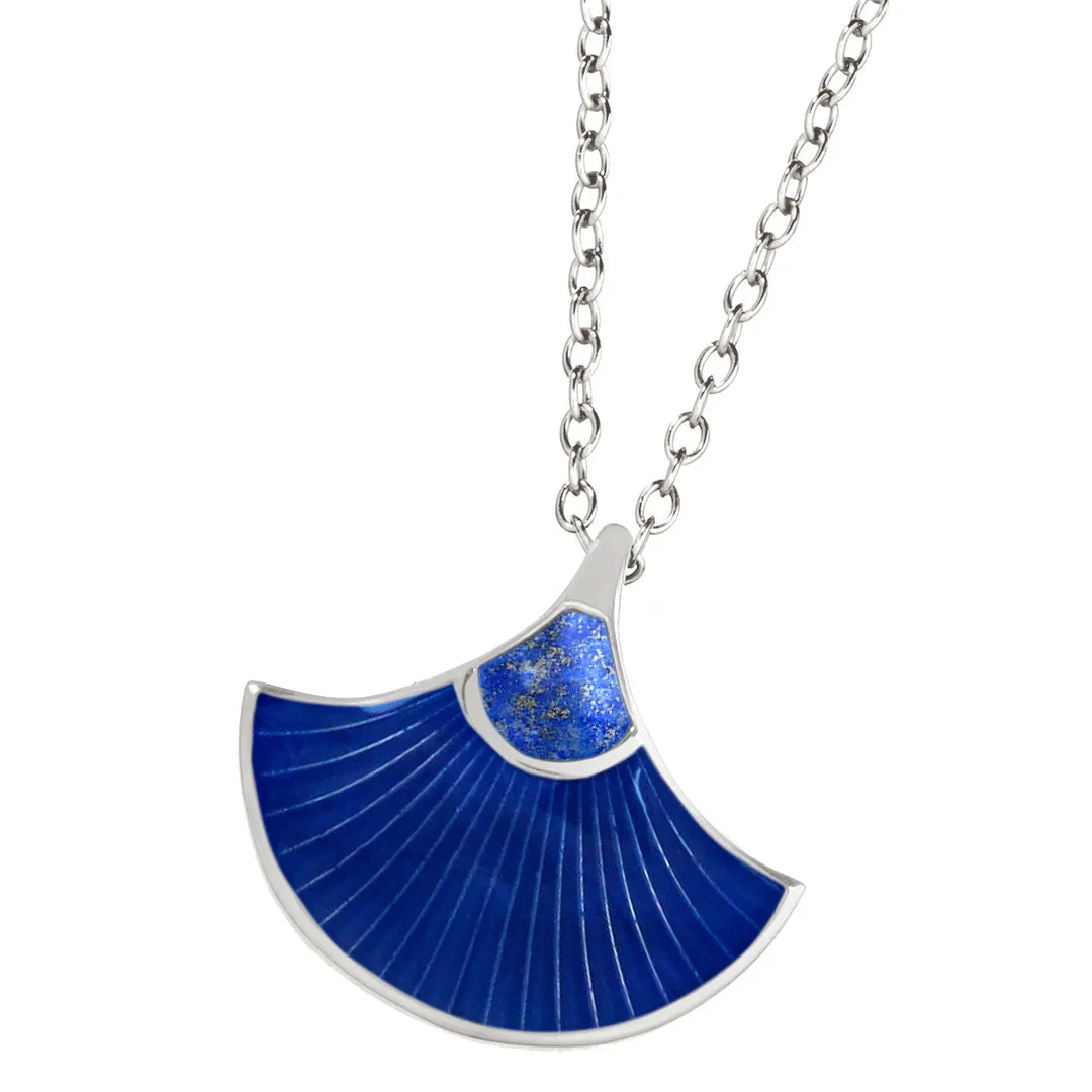 Fan Gemstone & Enamel Sterling Silver Pendant Necklace I Jan Leslie