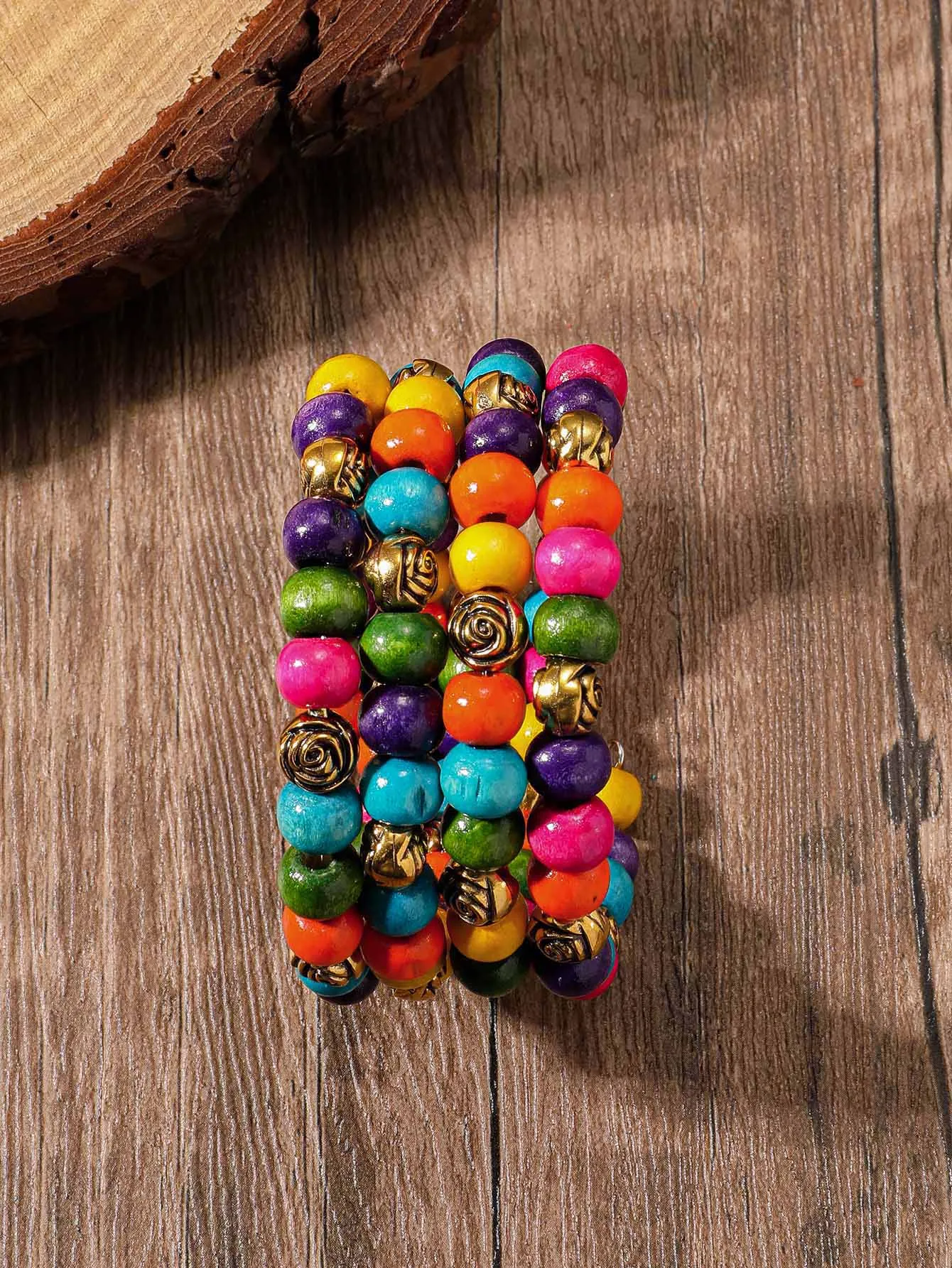 Flower Shaped Beads Multicolor Beaded Bracelet Women Bracelet Stackable Bracelet