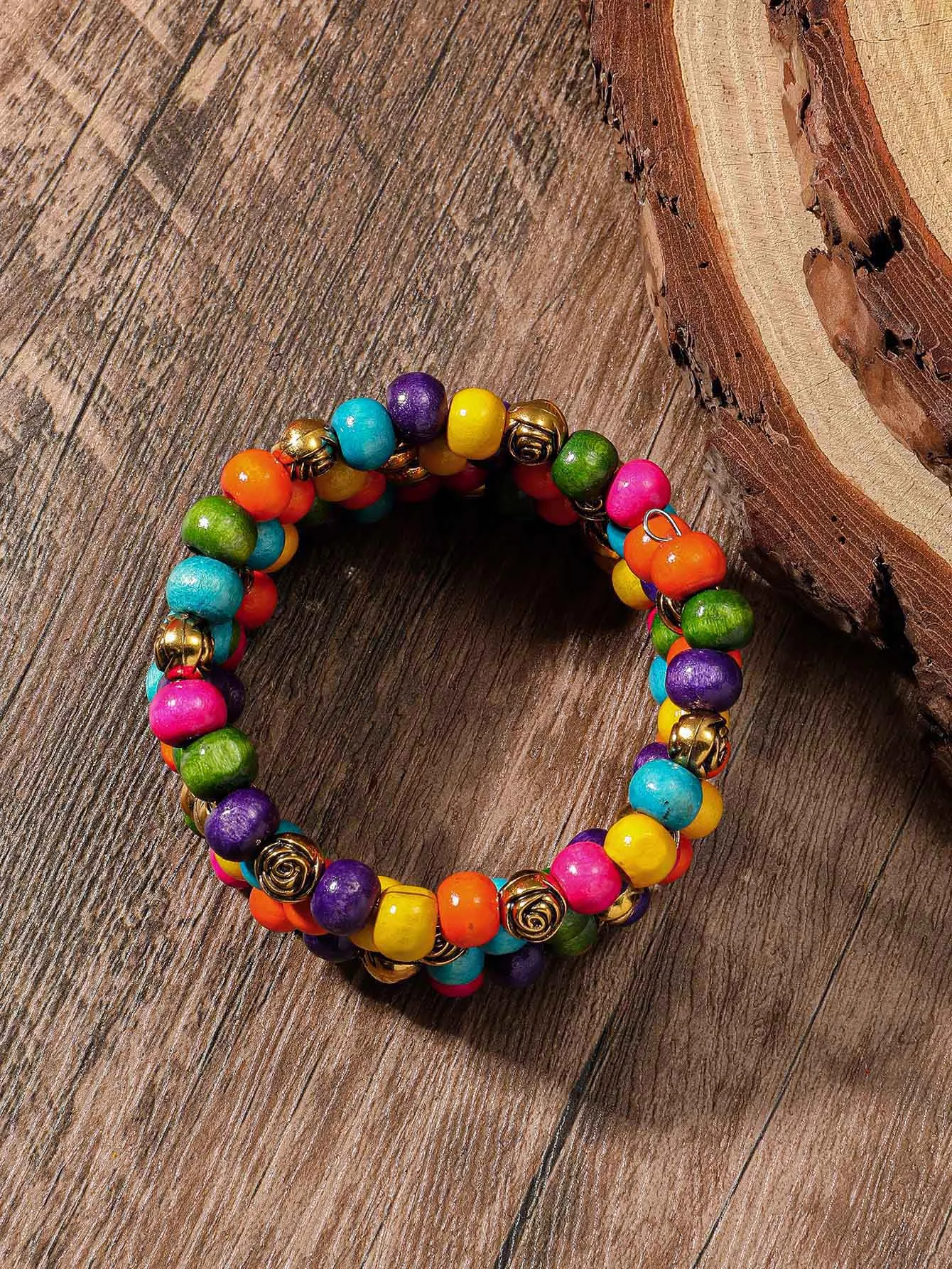 Flower Shaped Beads Multicolor Beaded Bracelet Women Bracelet Stackable Bracelet