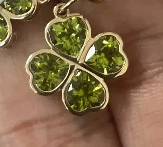 Gemstone Heart Clover Charm