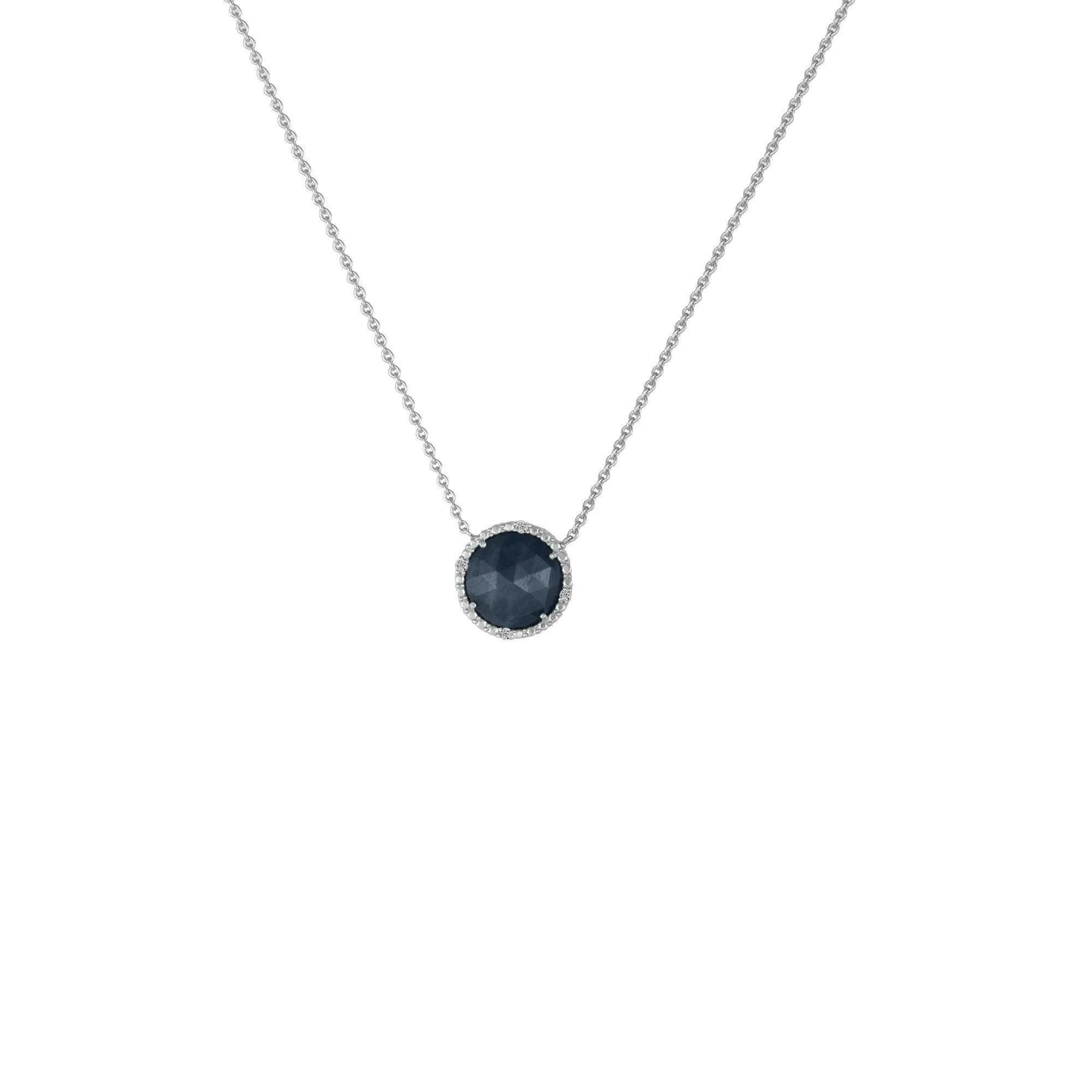 Genuine Sapphire and Diamond Accent Fashion Necklace in Silver