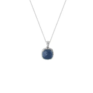 Genuine Sapphire and Diamond Silver Pendant