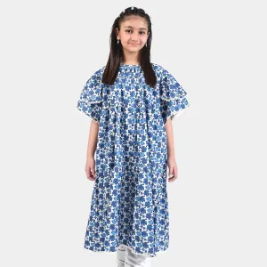 Girls Cotton Poplin Long Dress Blue Bell-Blue