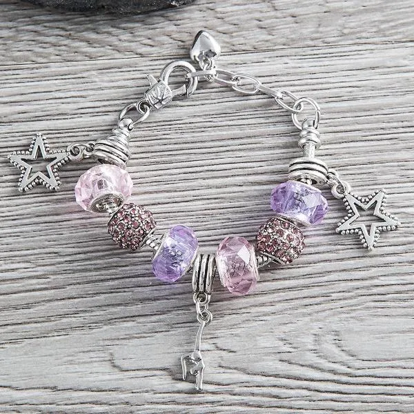 Girls Gymnastics European Bead Charm Bracelet