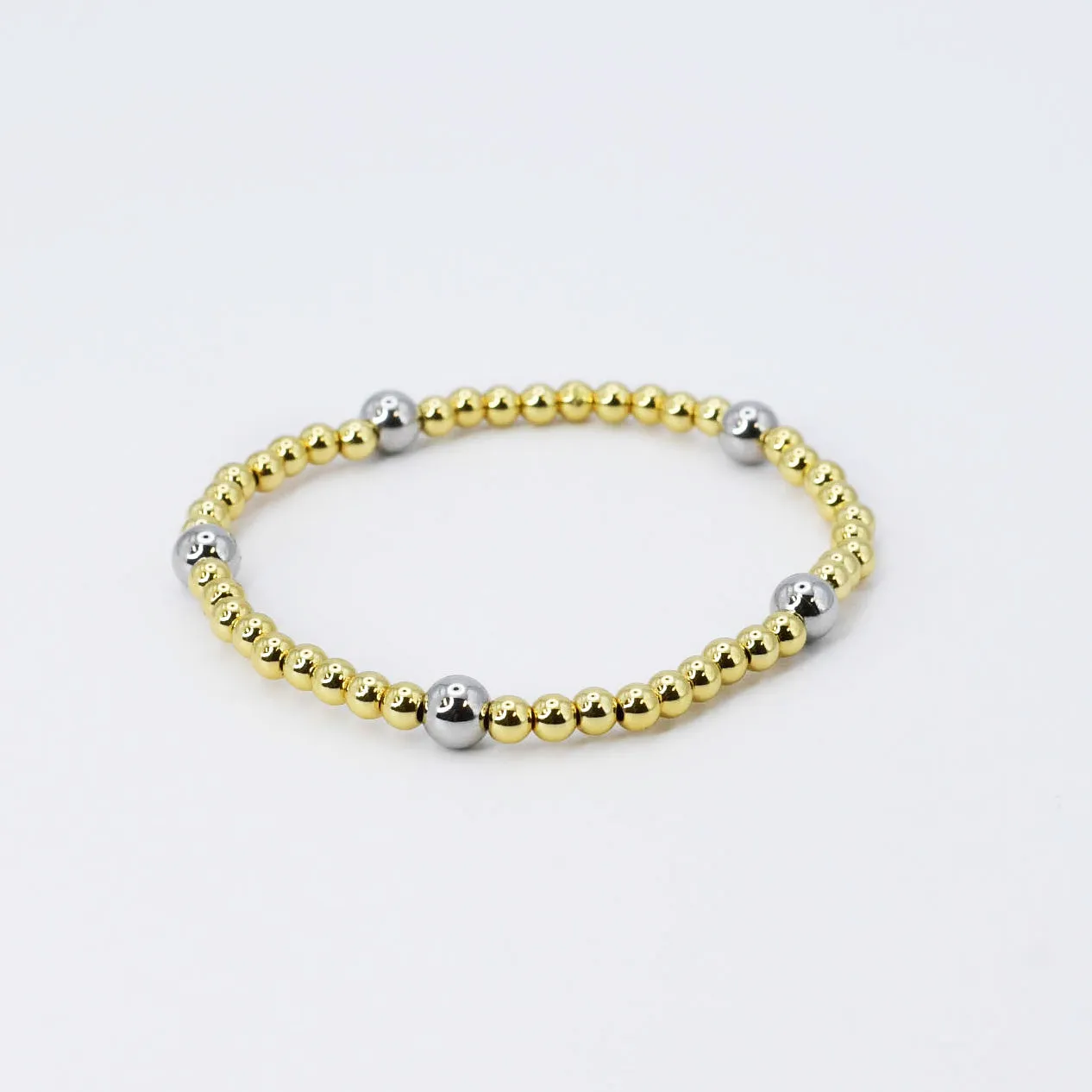 Gold Beaded Bracelet with Silver T57