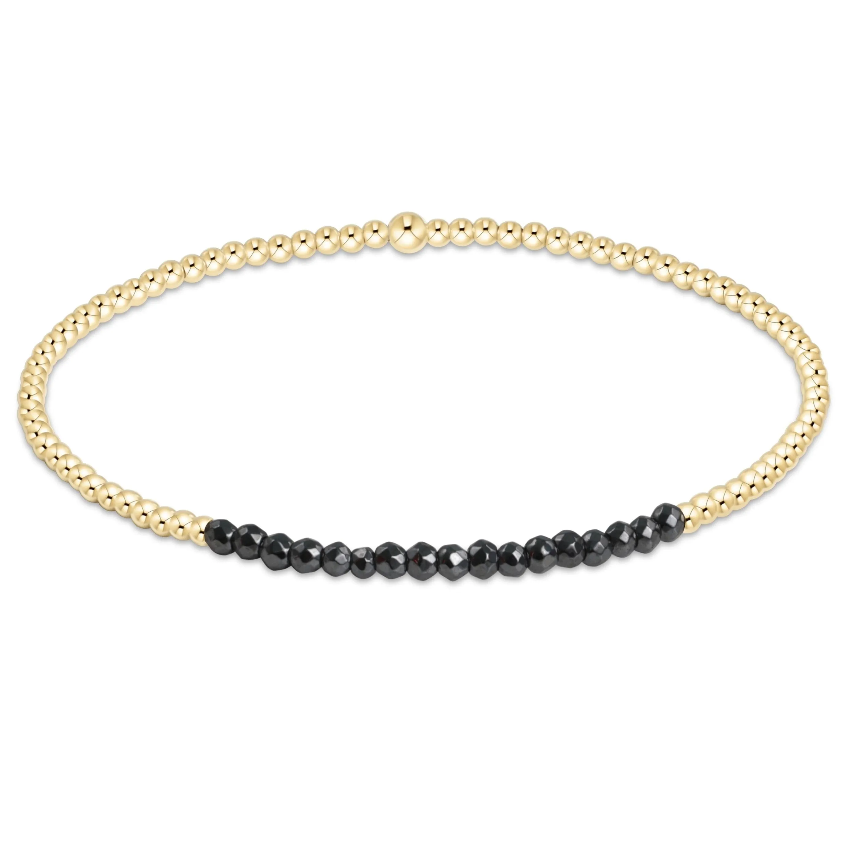 Gold Bliss 2mm Bead Bracelet - Faceted Hematite