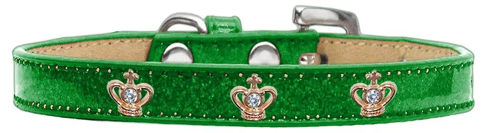 Gold Crown Widget Dog Collar Emerald Green Ice Cream Size 20