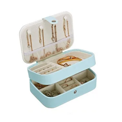 Guanya Newest Mini Stud Earrings Rings Jewelry Box Useful Makeup Organizer With Zipper Travel Portable Display Case Women's Gift