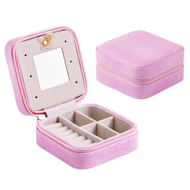 Guanya Newest Mini Stud Earrings Rings Jewelry Box Useful Makeup Organizer With Zipper Travel Portable Display Case Women's Gift