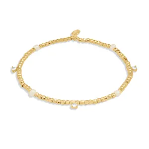 Halo Pearl Beaded Cubic Zirconia & Pearl Gold Plated Bracelet 8107